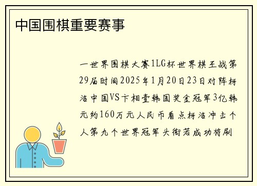 中国围棋重要赛事